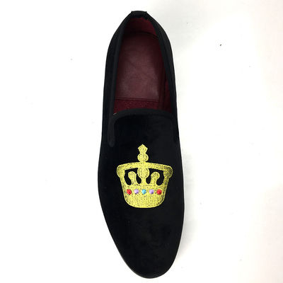 Đàn ông màu đen sang trọng Velvet Loafers Round Toe Breathable cho bữa tiệc / buổi tối