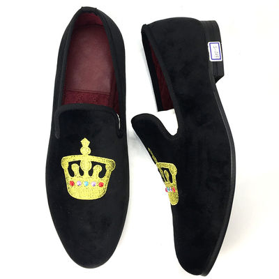 Đàn ông màu đen sang trọng Velvet Loafers Round Toe Breathable cho bữa tiệc / buổi tối