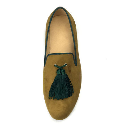 Màu vàng Mens Velvet Loafers Giày tùy chỉnh Pointed Toe Loafers da