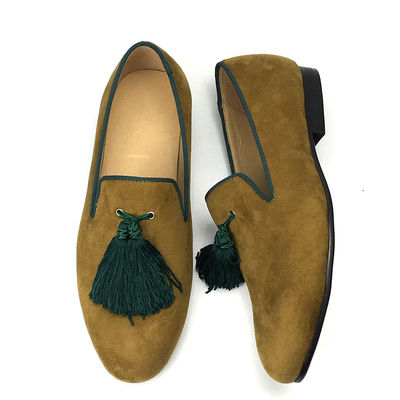 Màu vàng Mens Velvet Loafers Giày tùy chỉnh Pointed Toe Loafers da