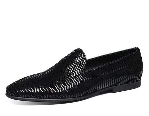 Loafers da màu đỏ người Ý đàn ông Loafers da dệt với mô hình sóng