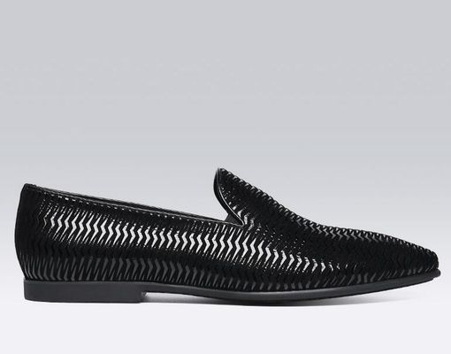 Loafers da màu đỏ người Ý đàn ông Loafers da dệt với mô hình sóng