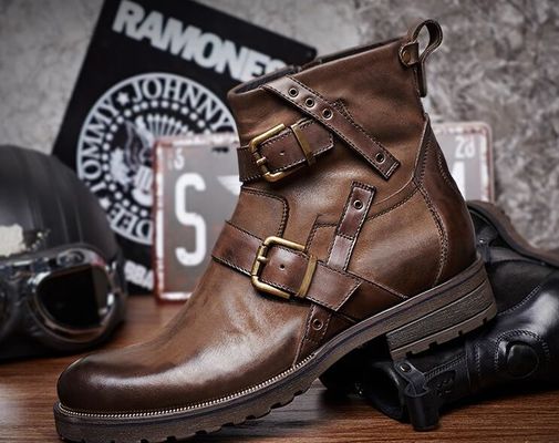 Da nguyên bản Anh Retro Mens Martin Giày / Đồ giày Chelsea thời trang