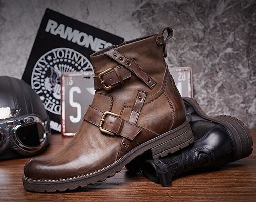Da nguyên bản Anh Retro Mens Martin Giày / Đồ giày Chelsea thời trang