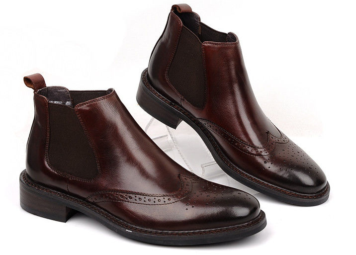 Brogue Style Mens Giày chân gót trượt trên Full Grain Da kích thước tùy chỉnh