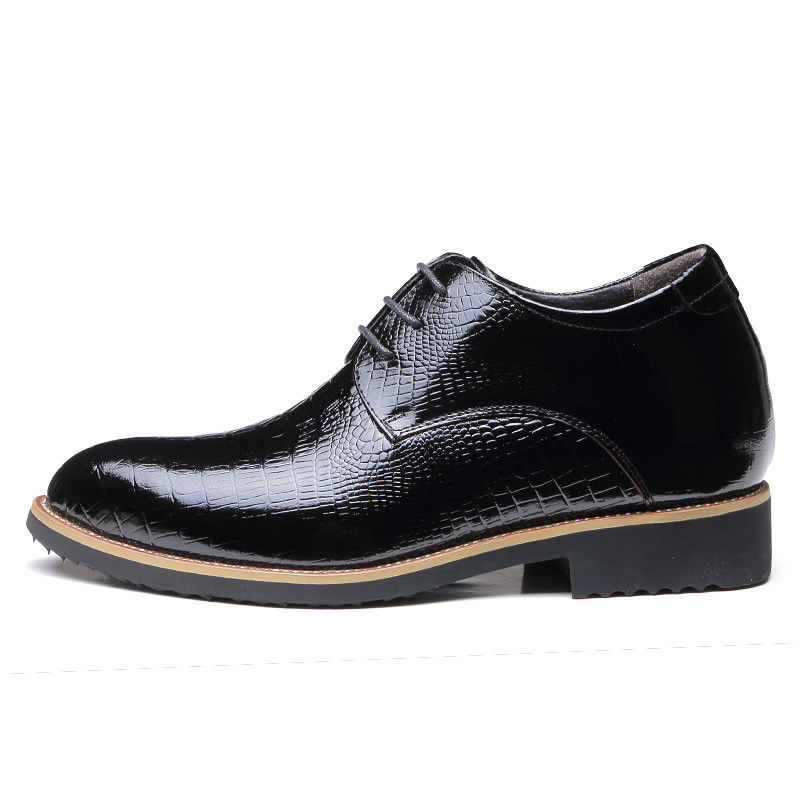 Chạy xe thang máy 6cm giày chân chân chân da đen giày giày quần áo