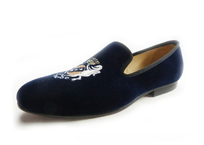 Slip On Phong thêu Velvet Loafers làm bằng tay Giày cao gót thấp