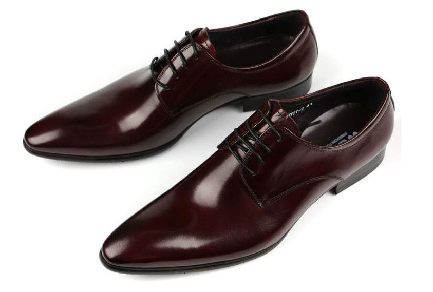 Oxford Style Mens Da giày giày giày giày màu đỏ / đen tối