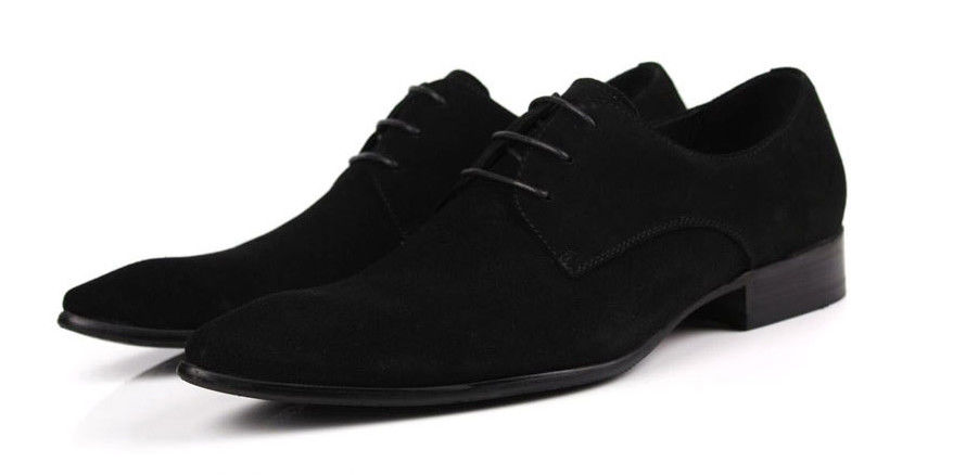 Classic PU Suede Upper Men Giày trang phục chính thức Oxford Style Mens Black Casual Shoes
