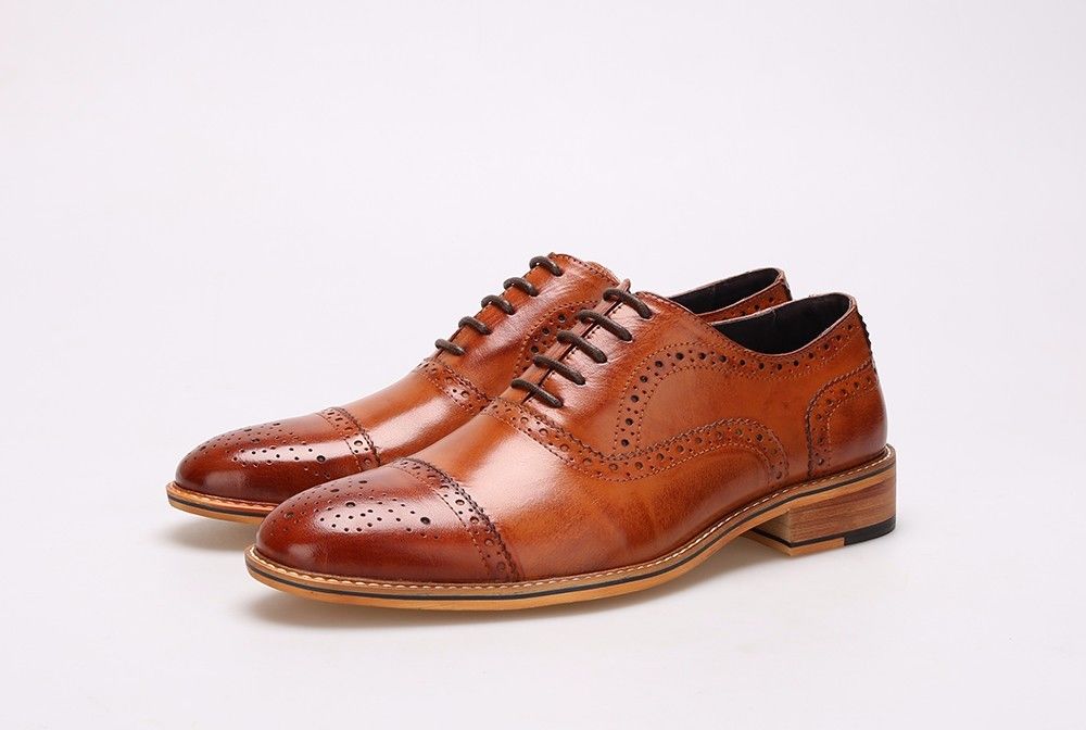 Anh phong cách thủ công Giày quần áo nam Đồ da thật Oxford Brogues Giày chính thức