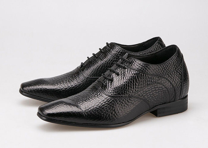 Giày nâng cao 7cm, ngón chân sắc màu đen, giày Oxford