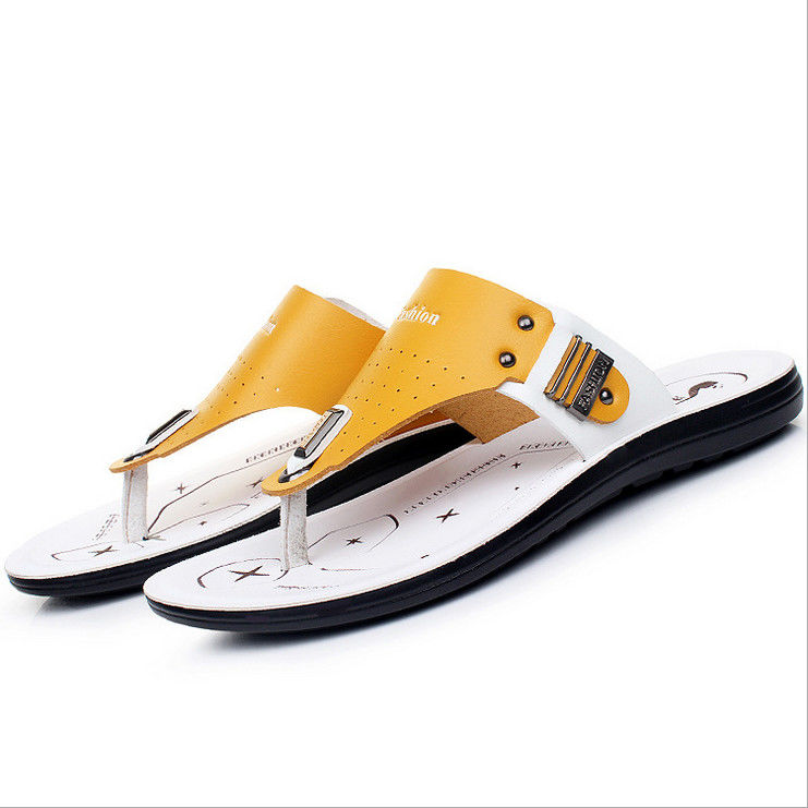 Giày dép da chân chính nam ngoài trời làm bằng tay vòng chân nam bãi biển Flip Flops
