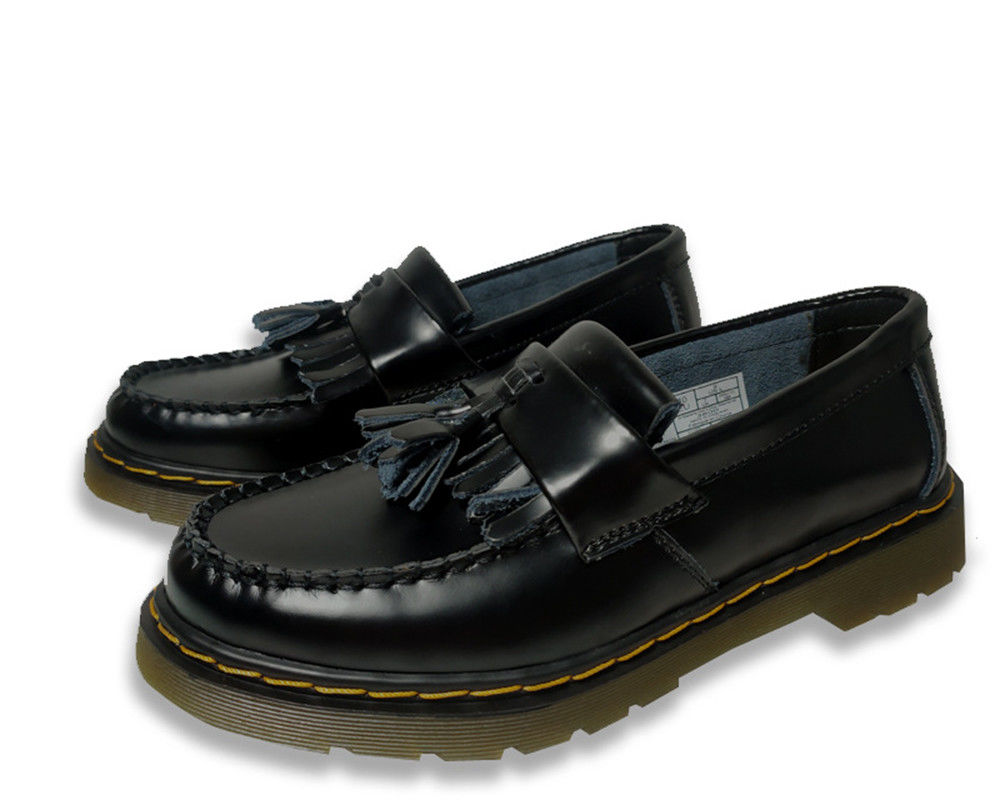 Đen nữ Adrian Tassel da Loafers kích thước tùy chỉnh cho chính thức / thông thường