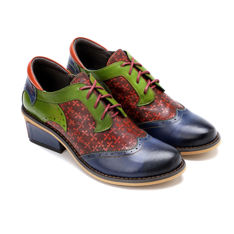 Bàn tay Brogue Oxford giày nữ dây chuyền lên giày váy 36-42 kích thước