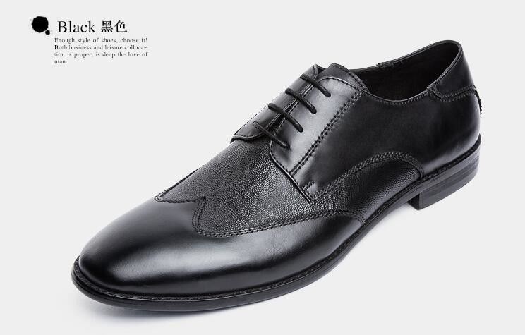 Giày chống trượt Italy Xách tay Oxford, Da nguyên hạt Đàn ông Giày trang phục màu nâu