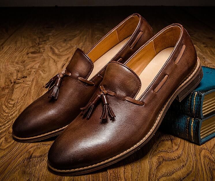 Dây lên Flat Heel Đàn ông Trượt trên giày thể thao cao trên / thấp cắt giày thể thao da mềm