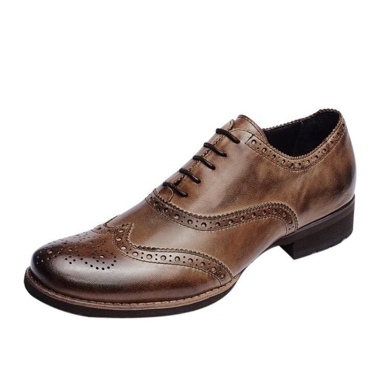 Giày mềm của đàn ông Casual kích thước bình thường Da nâu Brogue giày thể thao